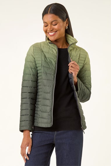 Roman Khaki Ombre Funnel Padded Coat