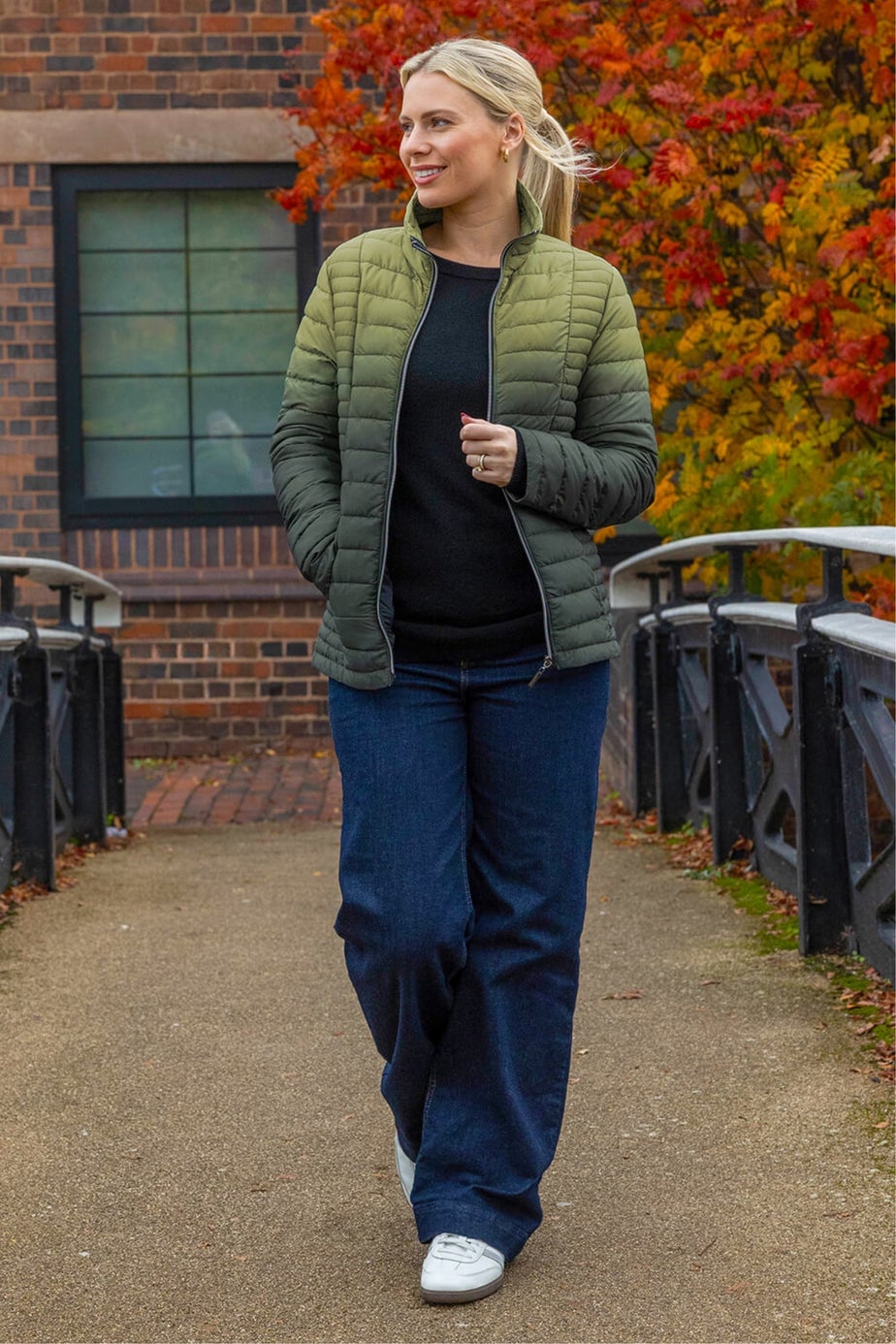 Roman Khaki Ombre Funnel Padded Coat