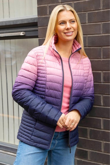 Roman Purple Ombre Funnel Padded Coat