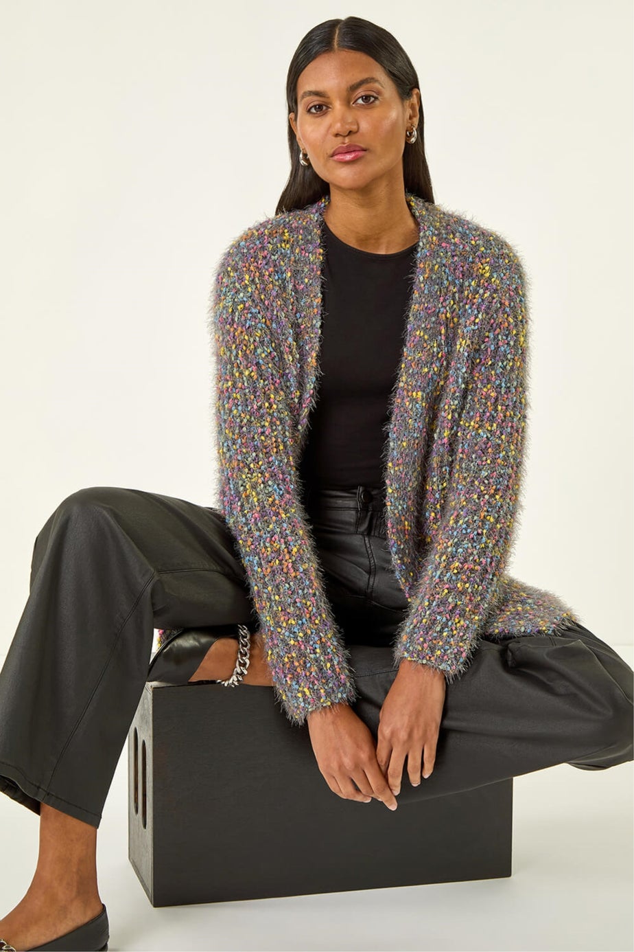 Roman Navy Fluffy Sparkle Cardigan
