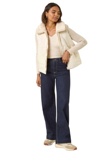 Roman Cream Reversible Fur Zip Gilet