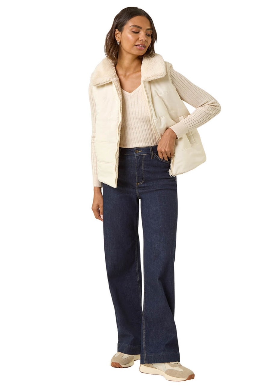 Roman Cream Reversible Fur Zip Gilet