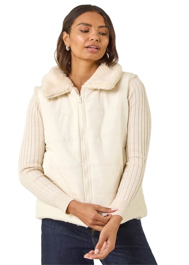 Roman Cream Reversible Fur Zip Gilet