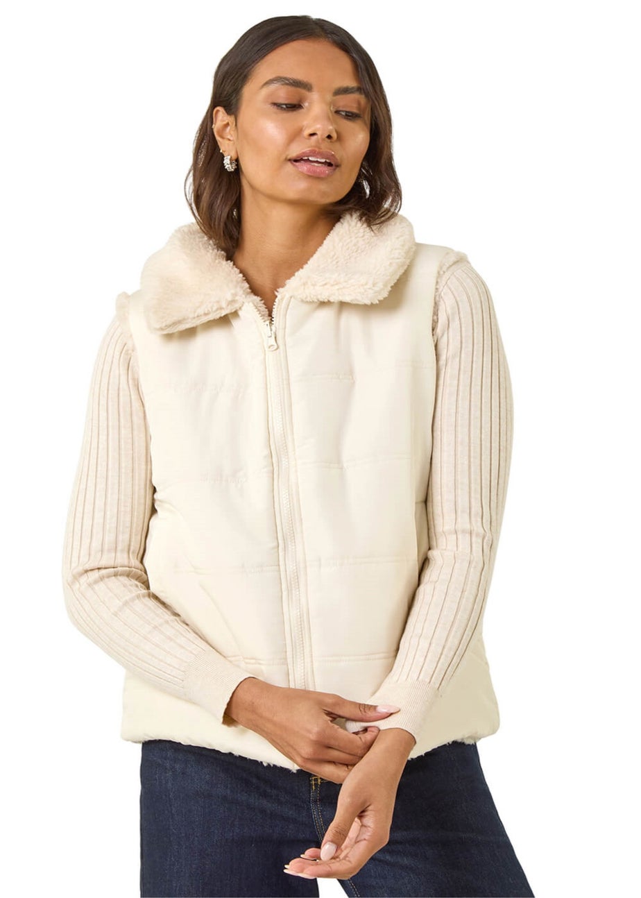 Roman Cream Reversible Fur Zip Gilet
