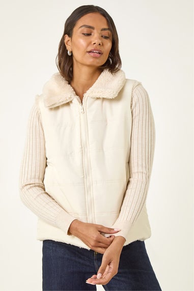 Roman Cream Reversible Fur Zip Gilet