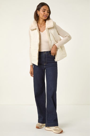 Roman Cream Reversible Fur Zip Gilet