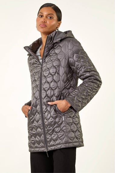 Roman Grey Hooded Quilted Puffer Coat