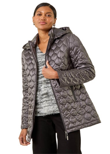 Roman Grey Hooded Quilted Puffer Coat
