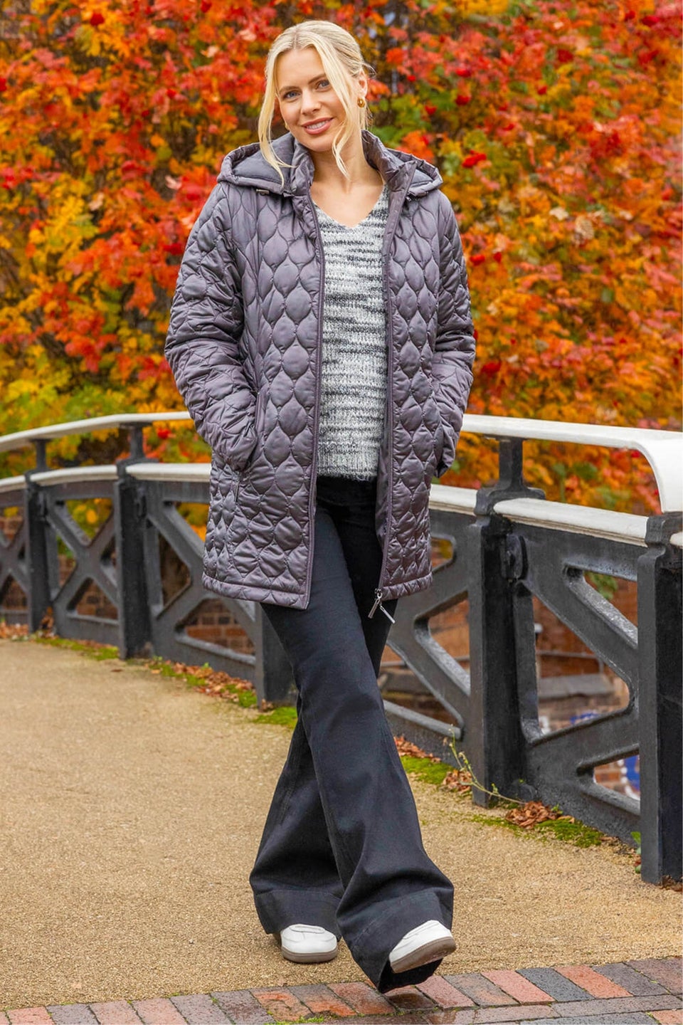 Roman Grey Hooded Quilted Puffer Coat