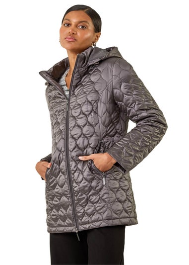 Roman Grey Hooded Quilted Puffer Coat