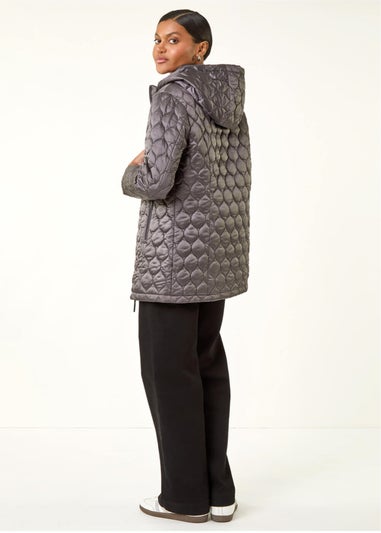 Roman Grey Hooded Quilted Puffer Coat