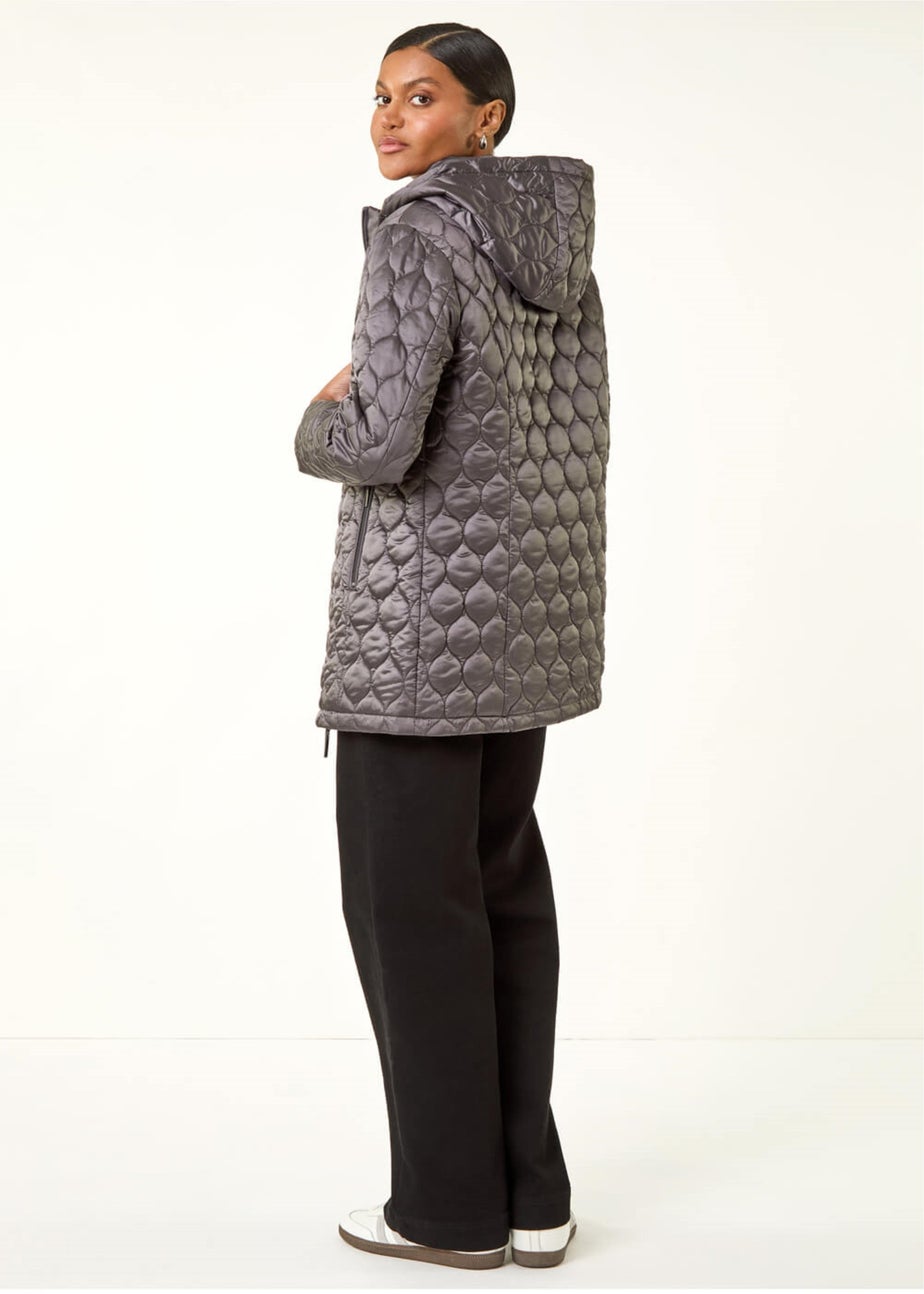 Roman Grey Hooded Quilted Puffer Coat