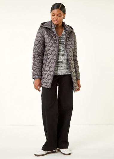Roman Grey Hooded Quilted Puffer Coat
