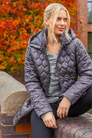 Roman Grey Hooded Quilted Puffer Coat