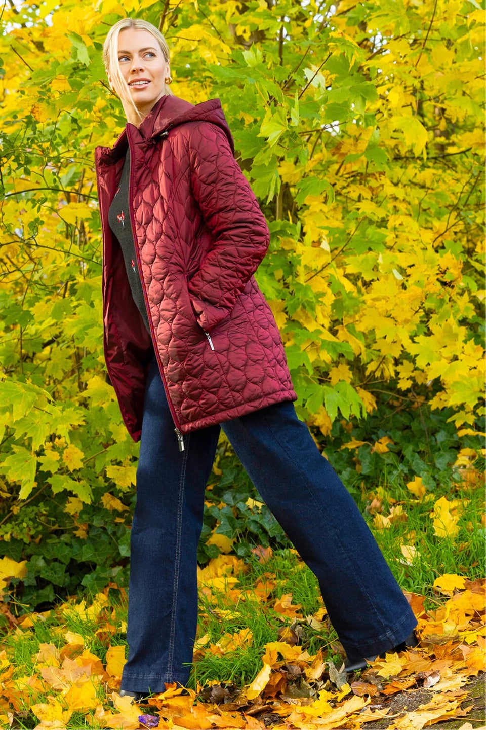 Roman Red Hooded Quilted Puffer Coat