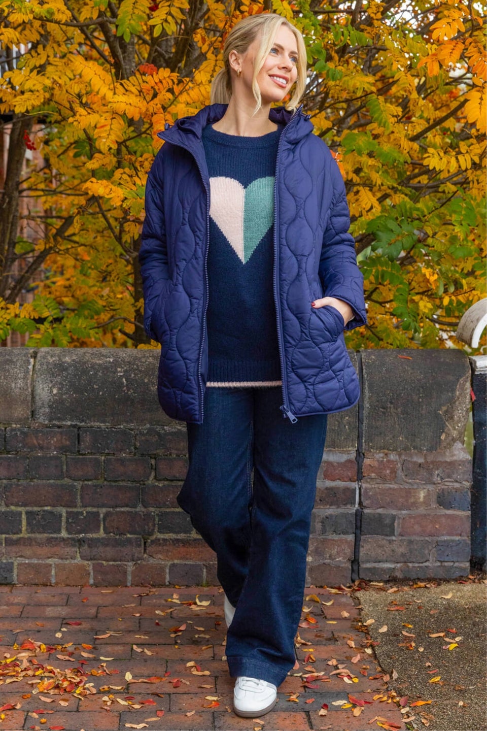 Roman Navy Quilted Hooded Coat