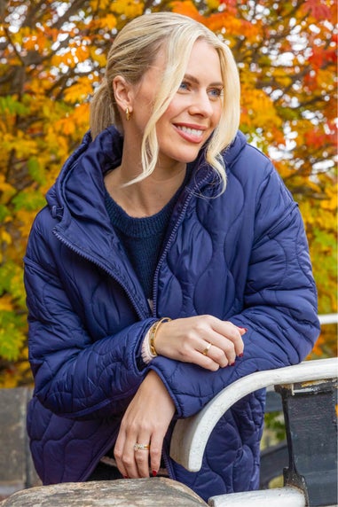 Roman Navy Quilted Hooded Coat