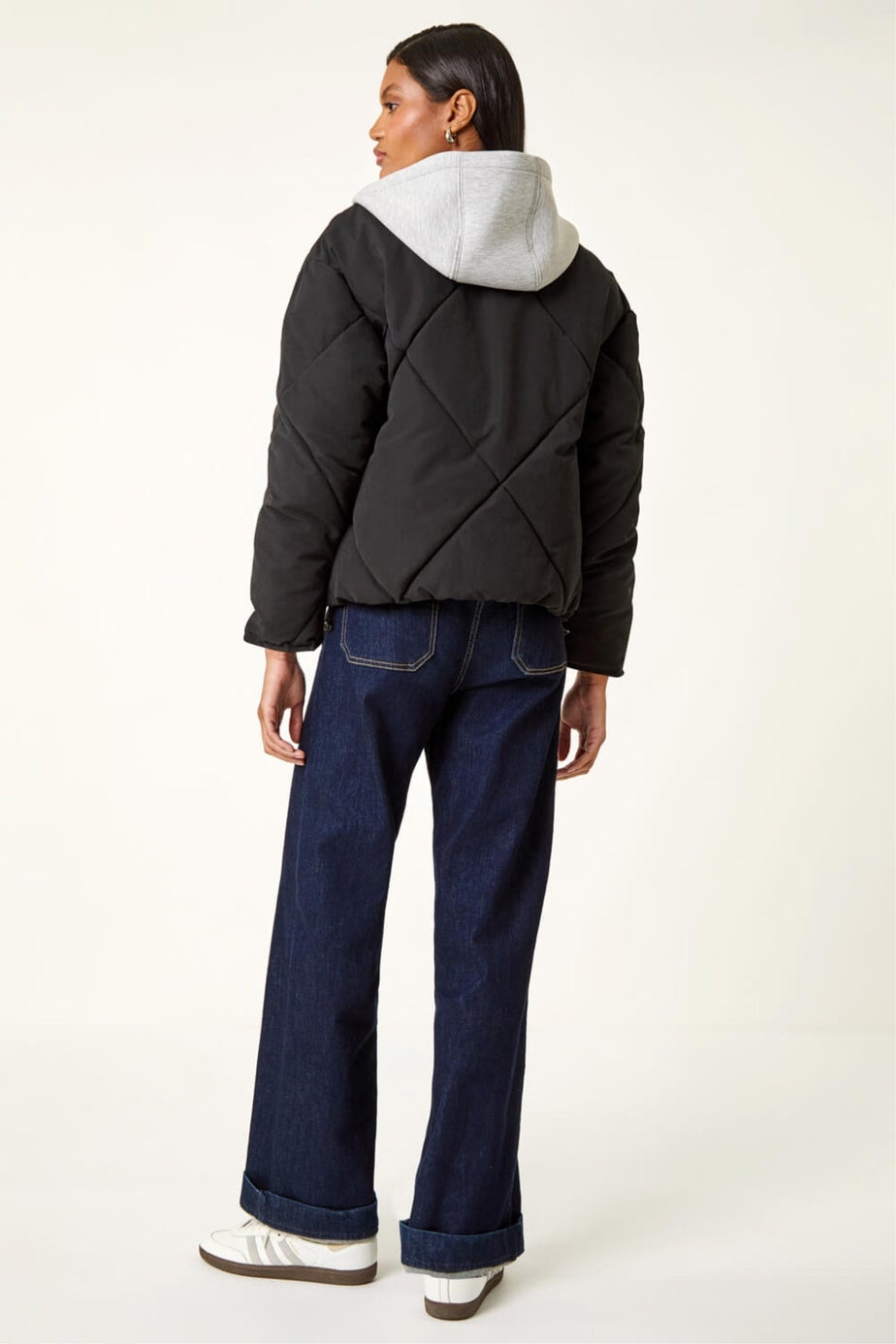 Roman Black Detachable Hooded Bomber Coat