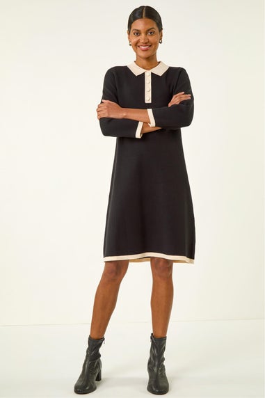 Roman Black Button Detail Knitted Dress