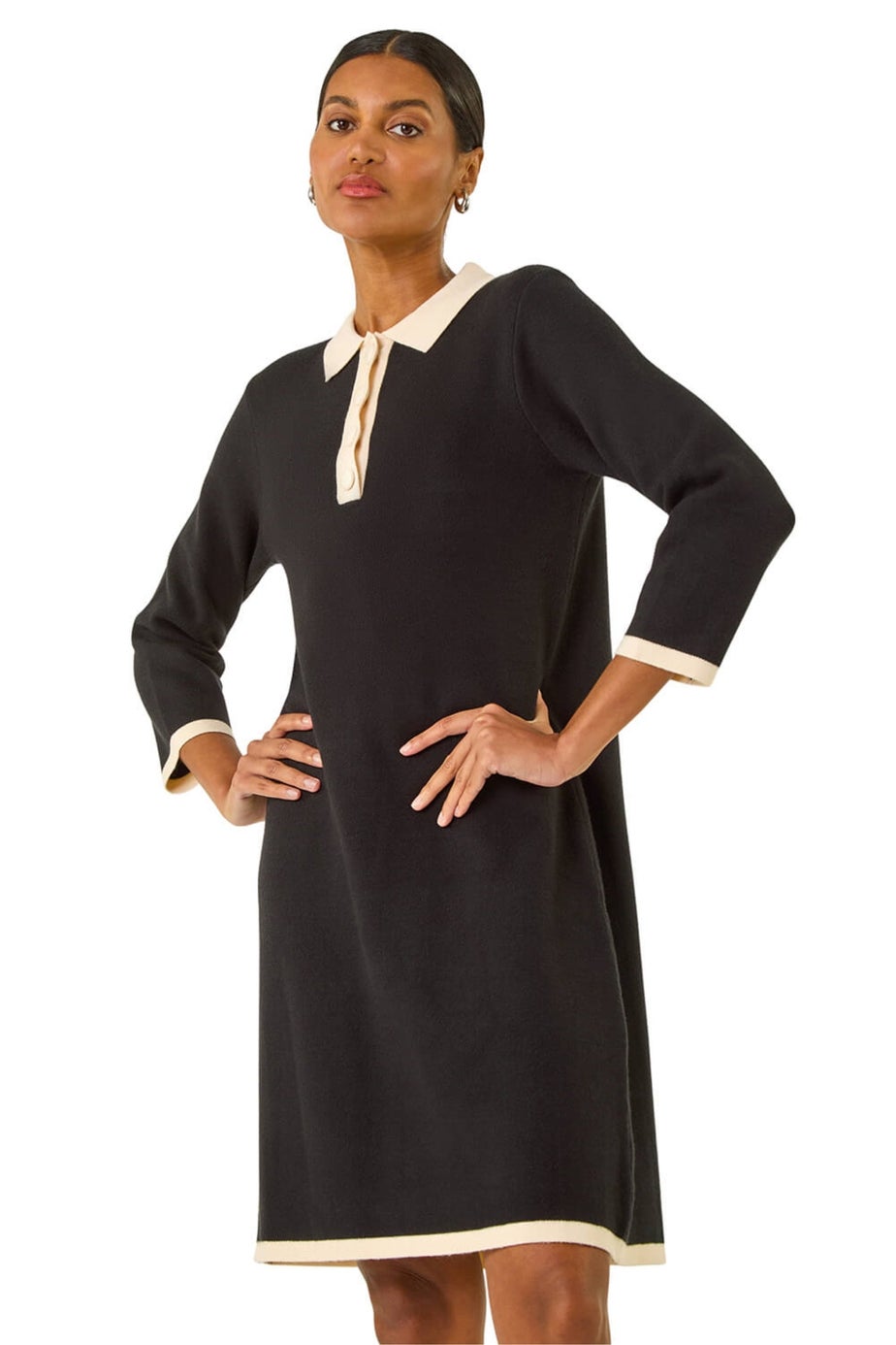 Roman Black Button Detail Knitted Dress