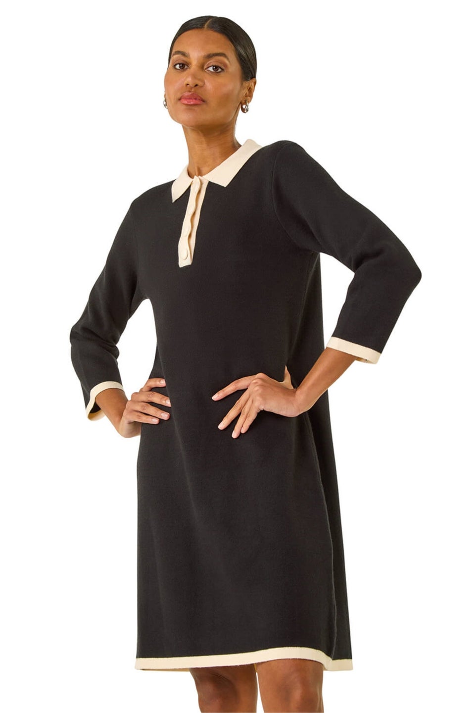 Roman Black Button Detail Knitted Dress