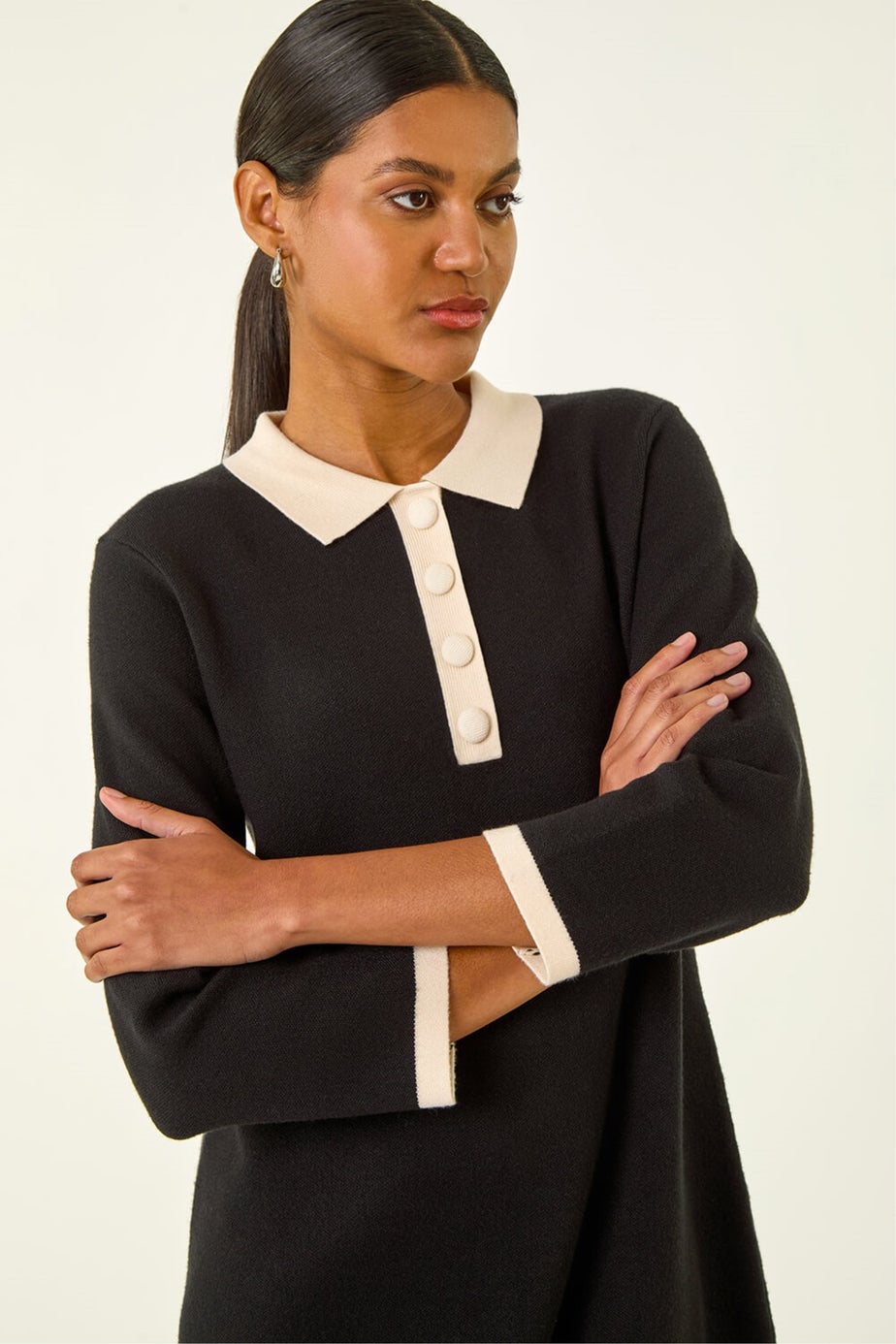 Roman Black Button Detail Knitted Dress