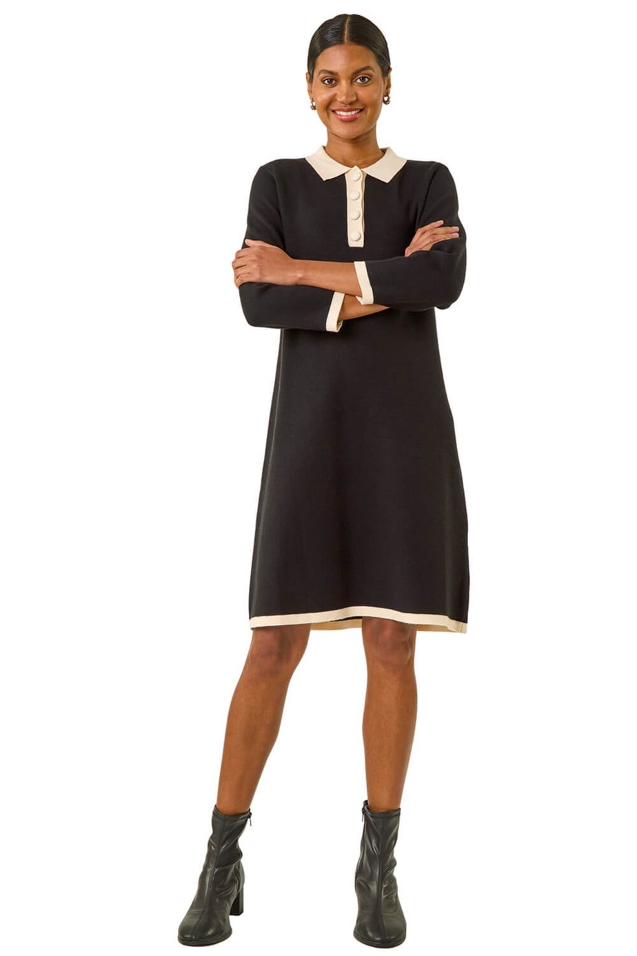 Roman Black Button Detail Knitted Dress