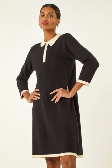 Roman Black Button Detail Knitted Dress