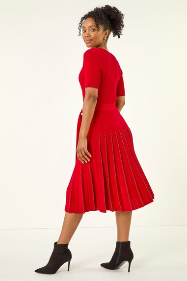 Roman Red Petite Tie Waist Knitted Dress