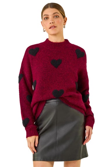 Roman Red Scattered Heart Knit Jumper