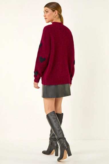 Roman Red Scattered Heart Knit Jumper