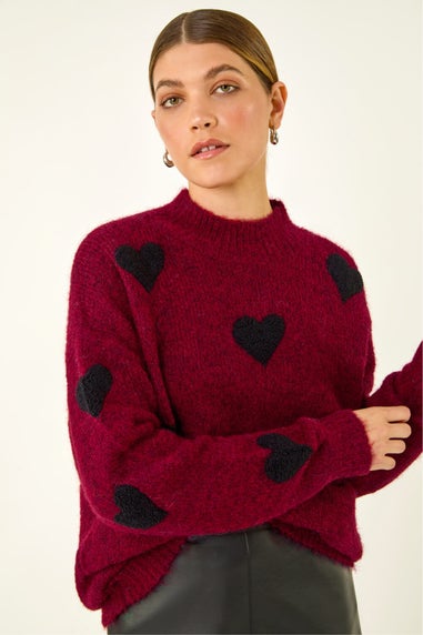 Roman Red Scattered Heart Knit Jumper