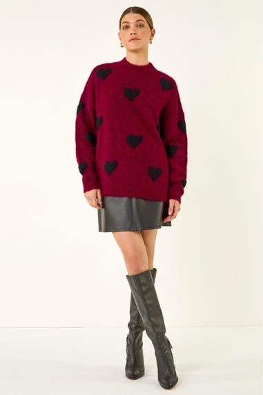 Roman Red Scattered Heart Knit Jumper