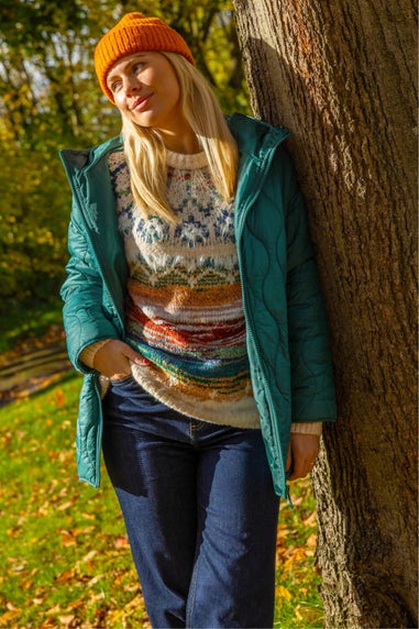 Roman Green Quilted Hooded Coat