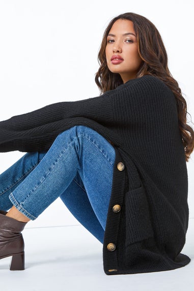 Roman Black Relaxed Longline Cardigan