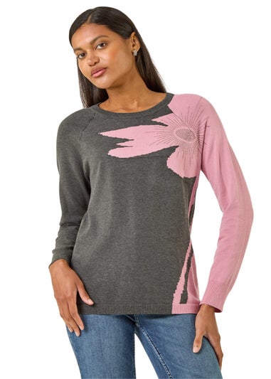 Roman Grey Floral Hotfix Knit Jumper