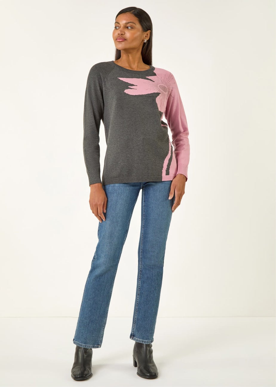 Roman Grey Floral Hotfix Knit Jumper