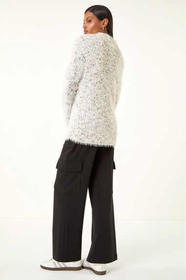 Roman Ivory Fluffy High Neck Knit Jumper