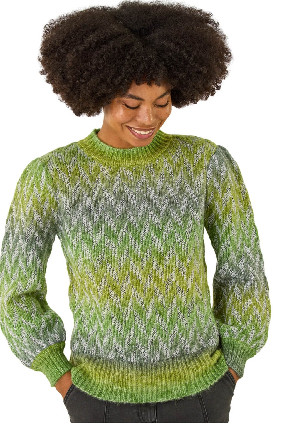 Roman Green Space Dye Stripe Knit Jumper