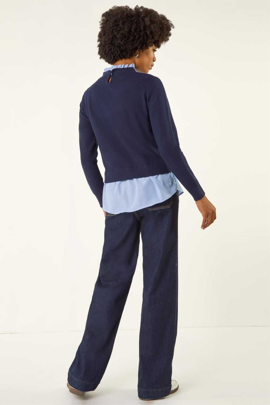 Roman Navy Stripe Shirt Underlay Knit Jumper