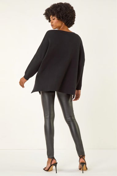 Roman Black Hotfix Pocket Knit Jumper