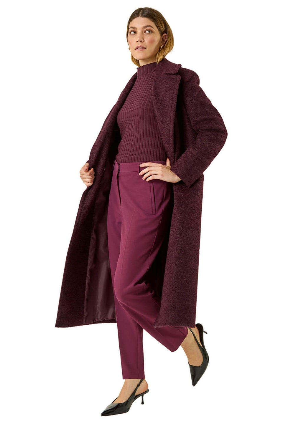 Roman Aubergine Long Straight Leg Stretch Trouser