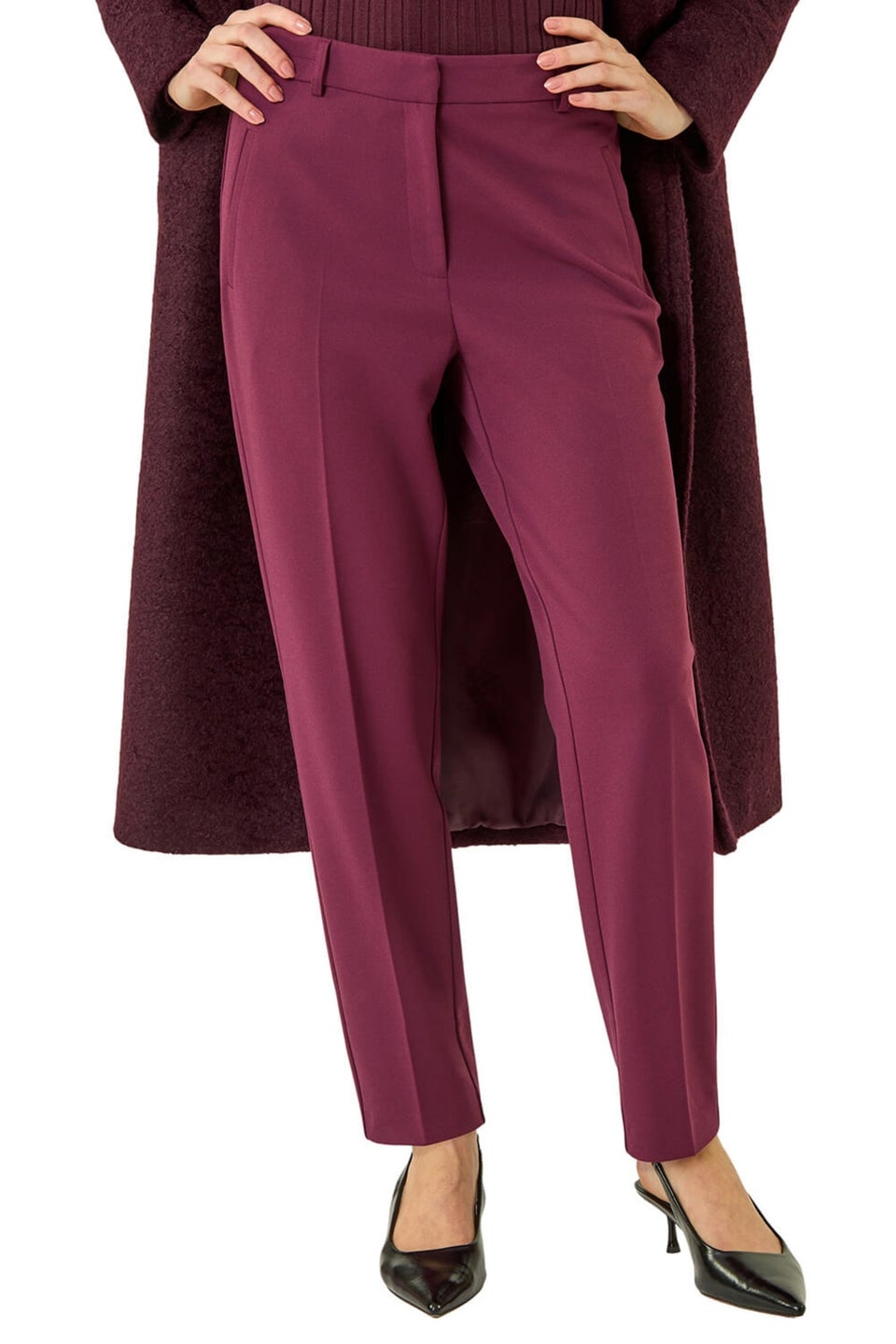 Roman Aubergine Long Straight Leg Stretch Trouser