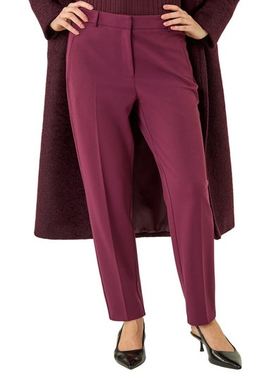 Roman Aubergine Short Straight Leg Stretch Trouser