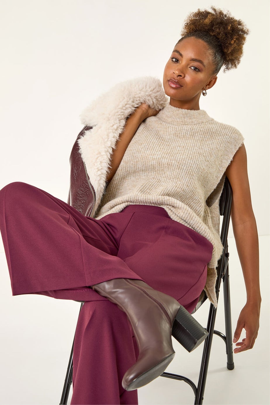 Roman Aubergine Wide Leg Premium Stretch Culottes