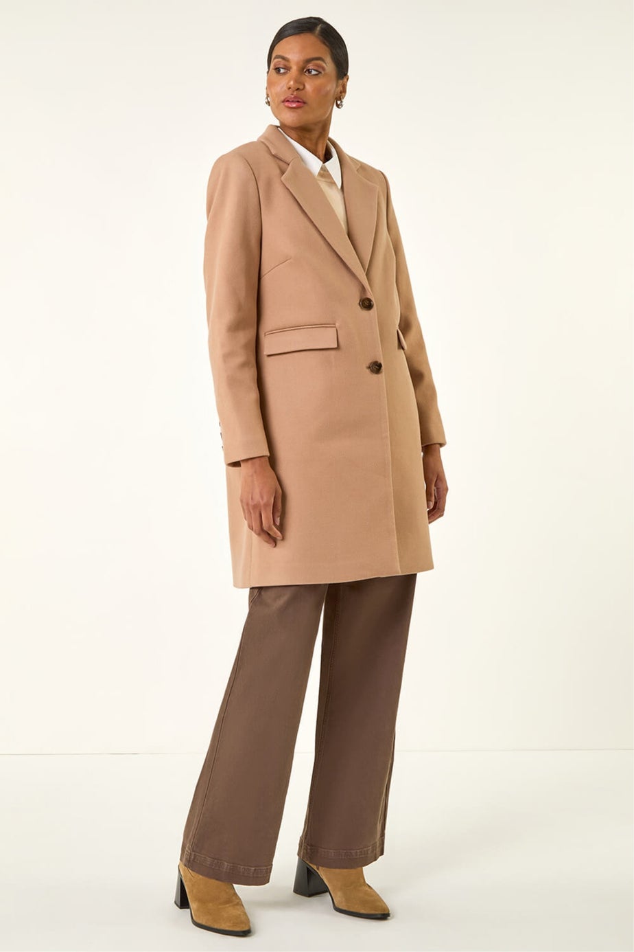 Roman Camel Tailored Single Breasted Coat