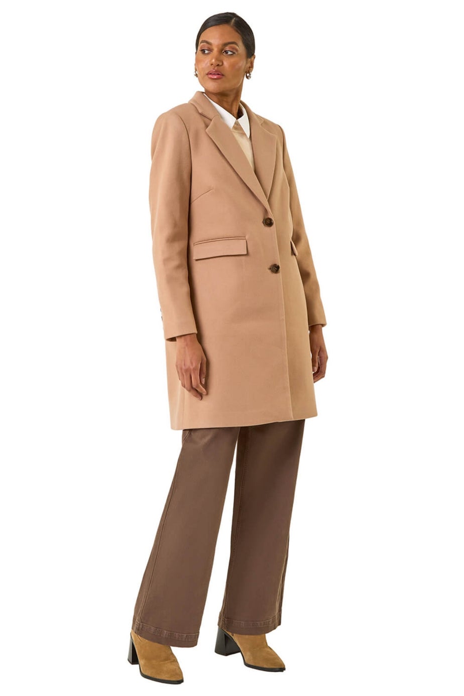 Roman Camel Tailored Single Breasted Coat