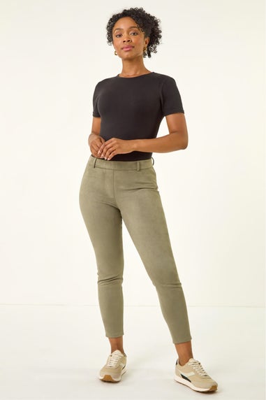 Roman Khaki Petite Suedette Stretch Jeggings