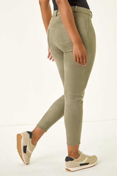 Roman Khaki Petite Suedette Stretch Jeggings