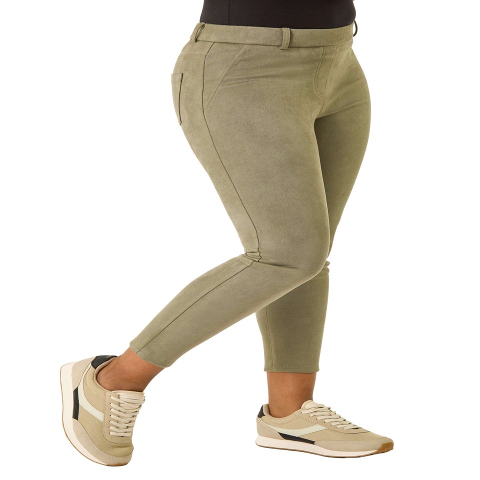 Roman Khaki Petite Suedette Stretch Jeggings